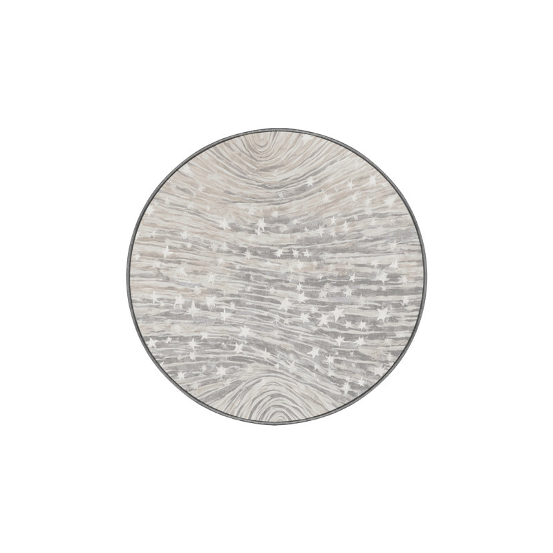 Machine Washable Gray Area Rug, Round 3'