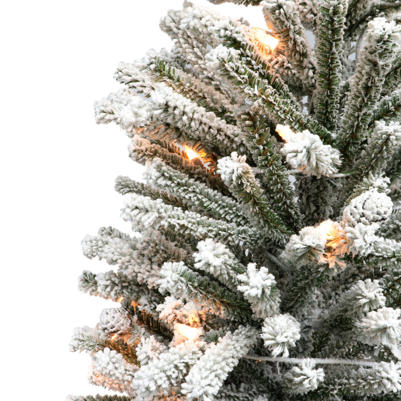 Sapin de Noël svelte vert / blanc avec lumières, H 5 pi