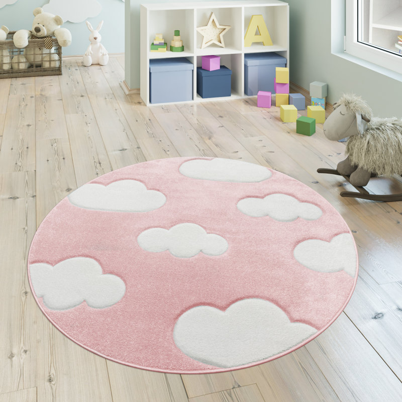 Aleisha Shaggy Pink Rug, Round 120cm