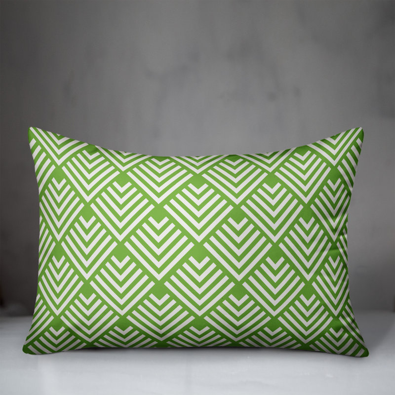  Coussin lombaire intérieur / extérieur Geo Arrow, Vert / blanc, Polyester / Bourre en polyester