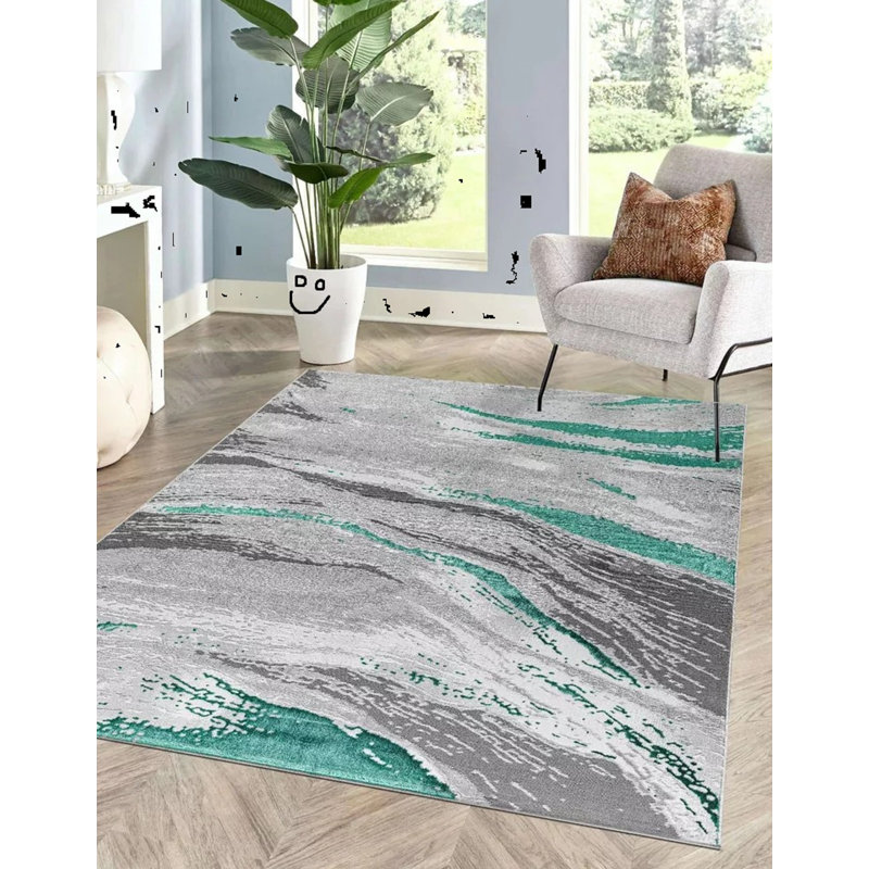 Abstract Flatweave Shag Area Rug, Rectangle 120 x 170 cm