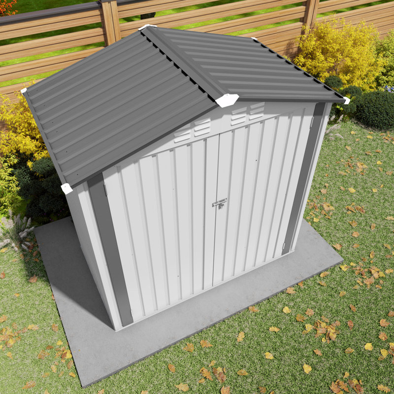 6X3.5Ft Metal Tool Shed With Clear Window And Ventilation Holes, Ideal For Courtyard Balcony Storage, White Color, Simple Stylish Storage Shed, High - Strength Rust, Peaked Roof Patio Gray Scheme