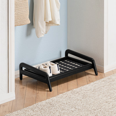 Premium Solid Wood Boot Tray Stand with Natural Coir Mat - Entryway & Mudroom Shoe Organizer