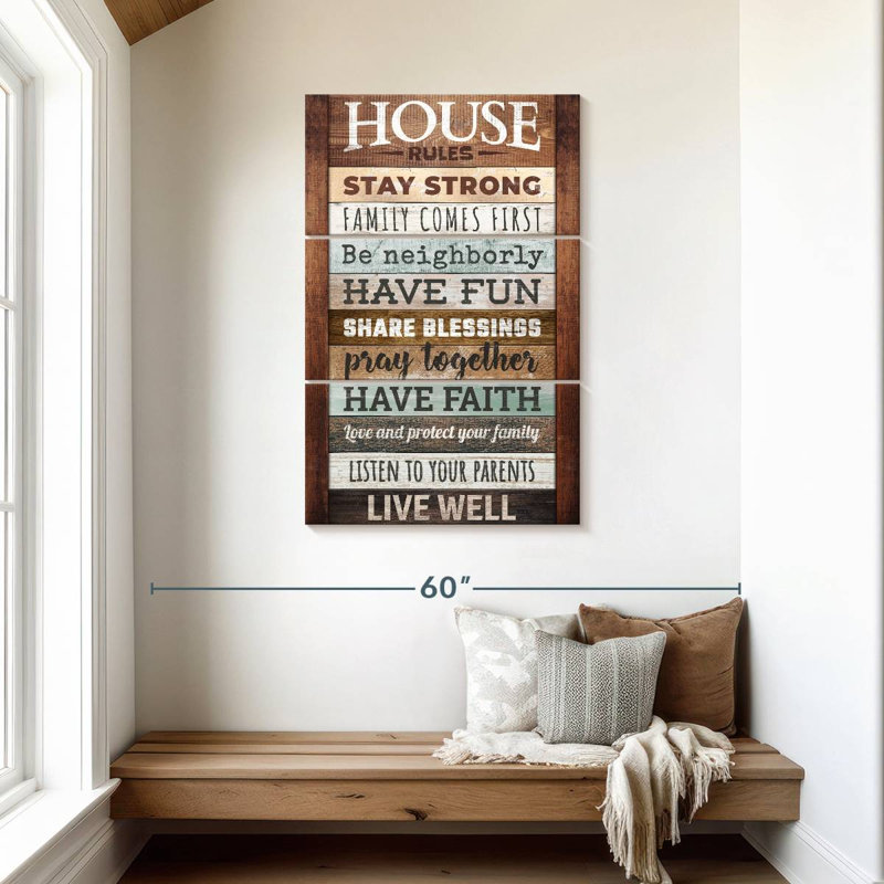 Plaque murale Kema Inspirational House Rules, H 45 po x l 28 po