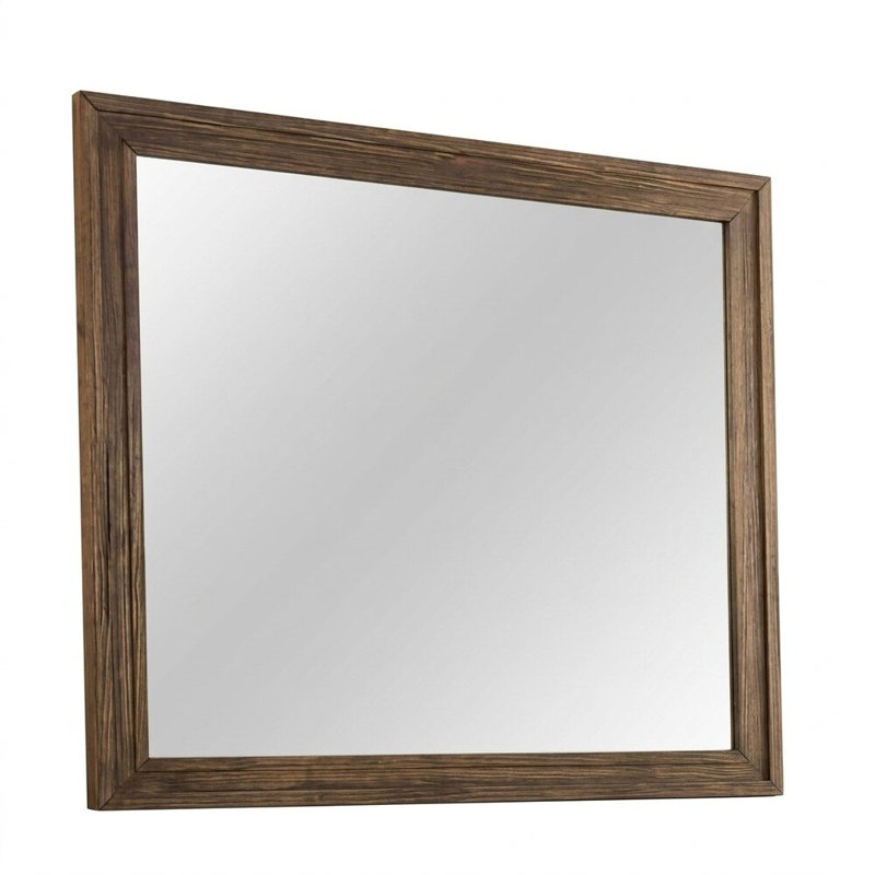 Onyx Walnut 48 In. W X 43 In. H Rustic Rectangle Framed Mirror