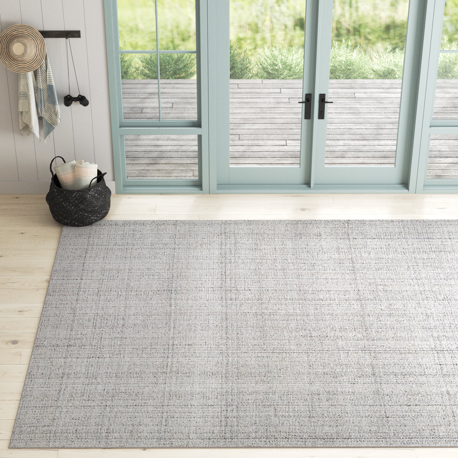 Honorine Handmade Recycled P.E.T White Indoor/Outdoor Rug, Rectangle 5' x 7'6"
