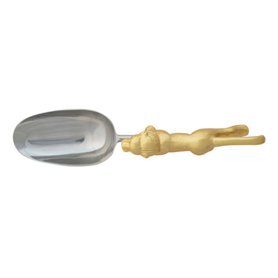 Stainless Steel And Cast Aluminum Scoop With Lion Shaped Handle