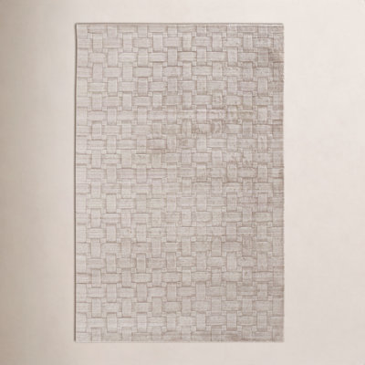 Shanta Beige Hand-Woven Geometric Viscose Rug