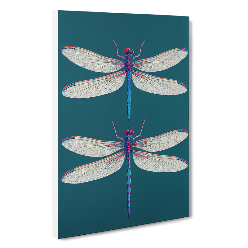 Stunning Dragonflies - Wrapped Canvas Painting, 50cm H x 35cm W x 3cm D