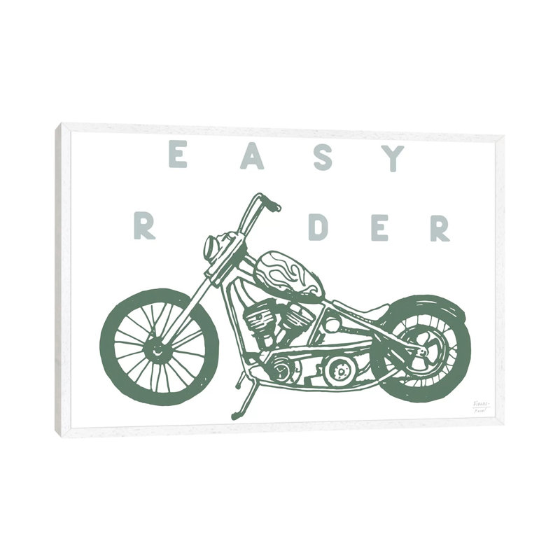 Easy Rider Motorcycle 1 Piece Wall Art on Canvas, 66.04cm H x 101.6cm W x 3.81cm D, White Floater Framed