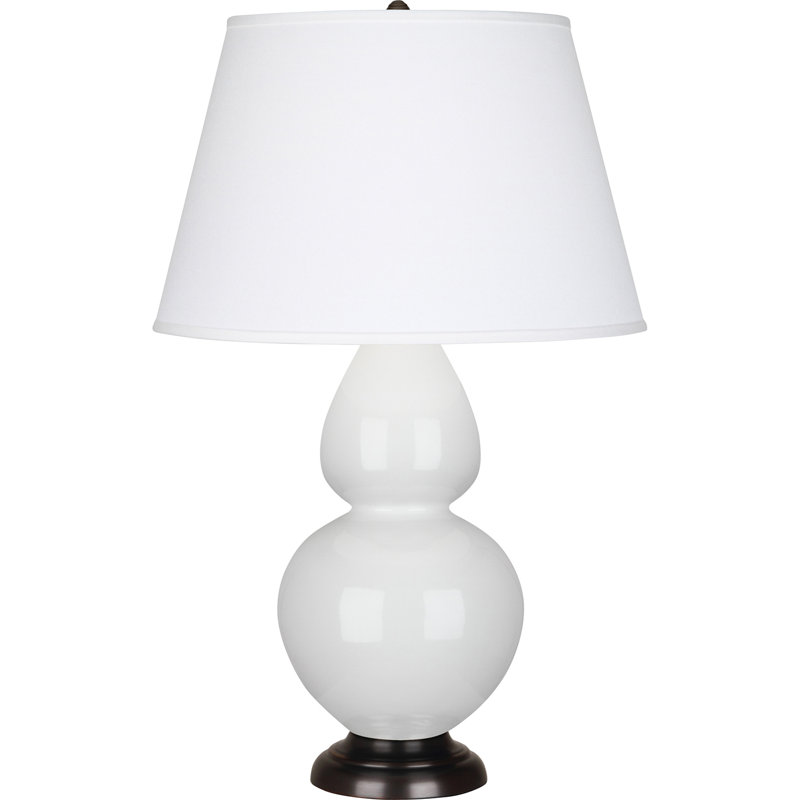 Double Gourd Ceramic Table Lamp, Lily/Bronze, Pearl