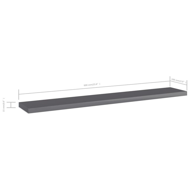 Ensemble de 8 tablettes vidaXL en bois d'ingénierie gris ultrabrillant moyen simple, Gris à haute brillance