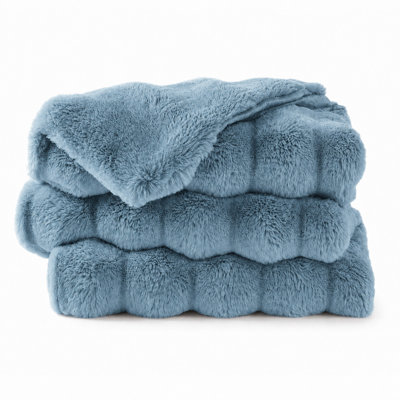 Faux Fur Throw Blanket, Rabbit Fur Blanket For Bed, Couch, Super Soft Cozy Fuzzy Mink Blanket