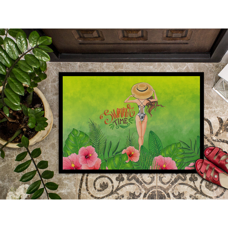 Tapis pour porte d’extérieur antidérapant "summer time" dans swimsuit Sandoval, H 0,25 po x l 27 po x P 18 po