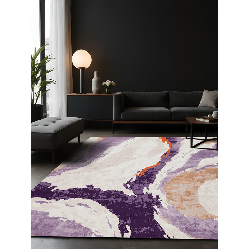 Tapis gris soyeux et moelleux, Carré 7 pi