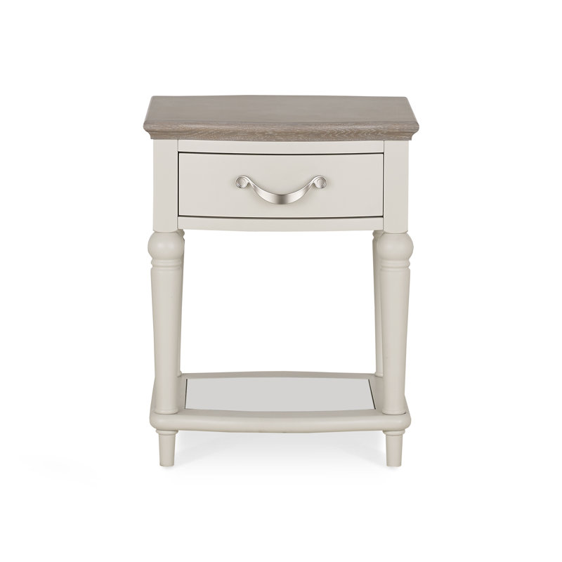 Dimas Solid Wood End Table, Grey Washed Oak, Grey