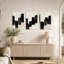 Ensemble de 3 tableaux abstraits verticaux noirs et beiges sur toile-2006927320