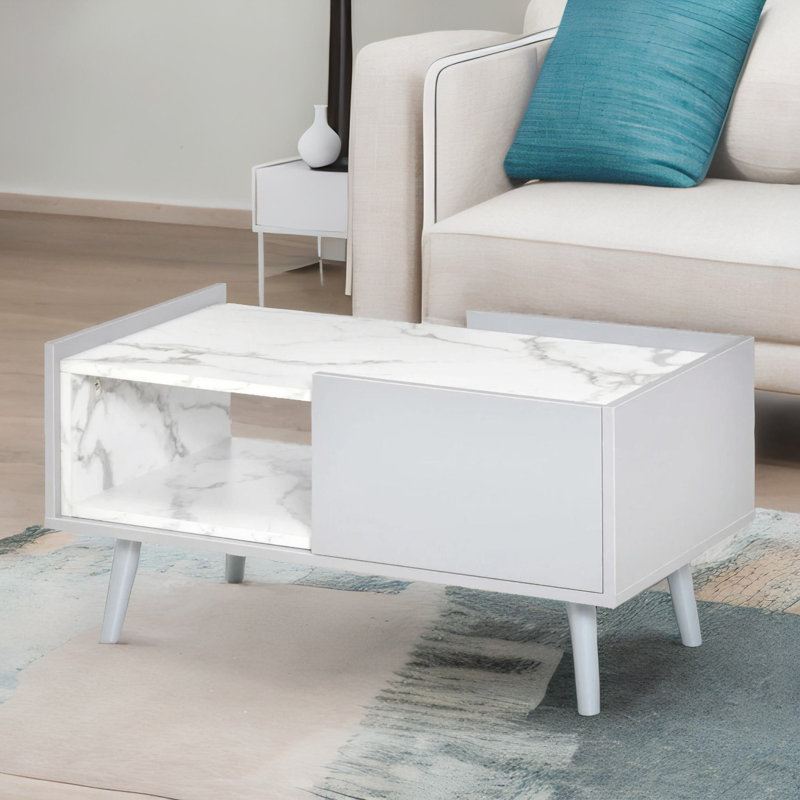 Ondreya Four Leg Coffee Table with Storage Compartment Living Room