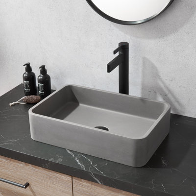 Vinnova 12.8'' Grey Concrete Rectangular Bathroom Sink