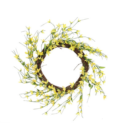 Couronne de fleurs artificielle Forsythia Twig - jaune 12 po