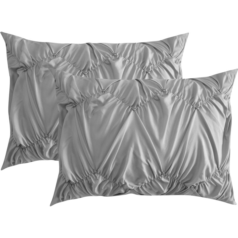 Ensemble d'édredon en microfibre 7 pièces istana, Gris, Édredon de très grande taille et 6 pièces suppl