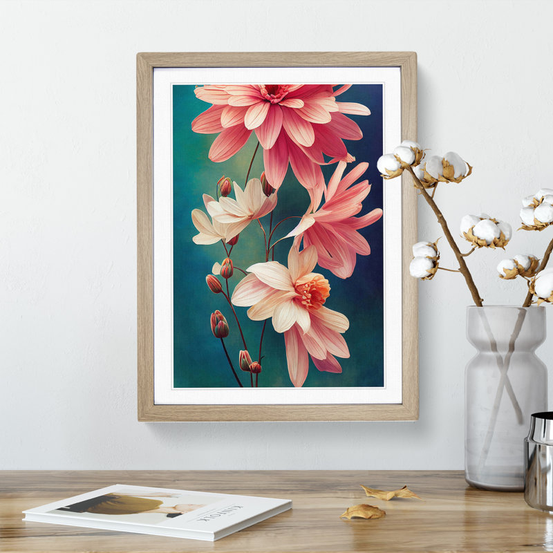 XV1022-3418X Peaceful Flower Scene - Print, 66cm H x 48cm W, Oak Framed