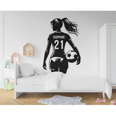 Large Custom Name Soccer Girl Wall Decal Sport Wall Decal Kids Decal Personalized Gifts Wall Vinyl Wall Sticker Boy Room 743RS