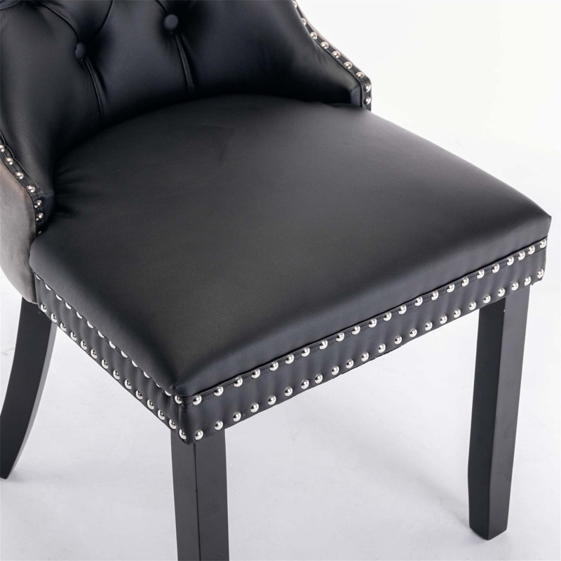 Chaises capitonnées Allena , Noir, Polyuréthane noir / gris, 2
