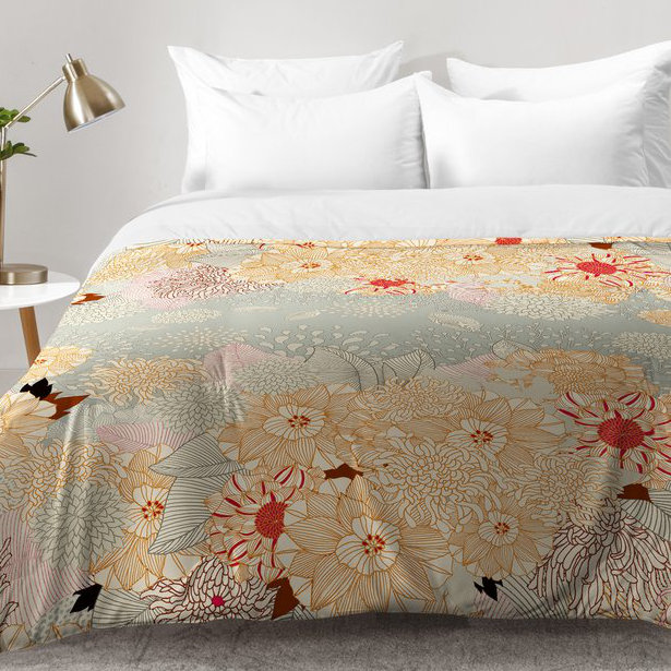 Iveta Abolina Farmhouse / Country Polyester Floral Comforter, Twin XL Comforter + 1 Standard Sham