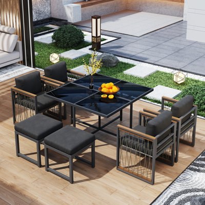 6 - Person Patio Dining Set with Square Table
