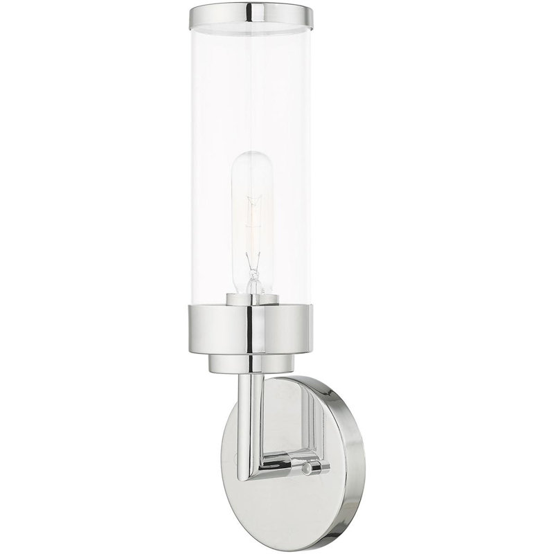 5.125 Wall Sconce with Clear Glass Shade - ADA Compliant, Polished Chrome
