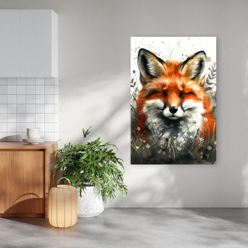 Aquarelle de renard serein, 60" H x 40" W