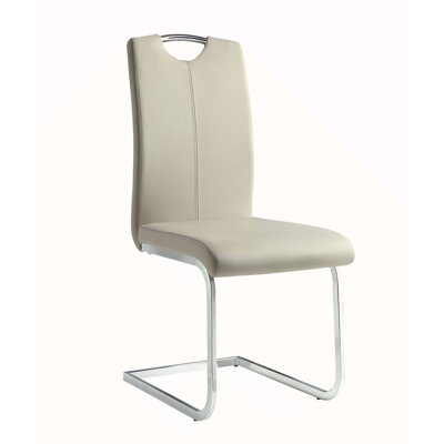 Ensemble de chaises de salle à manger de style unique recouvert de similicuir gris et taupe