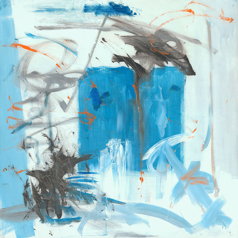«Inside Window I» par Mark Sargent - Peinture sur toile, Image au pinceau gel, H 30 po x l 30 po x 1,5 po