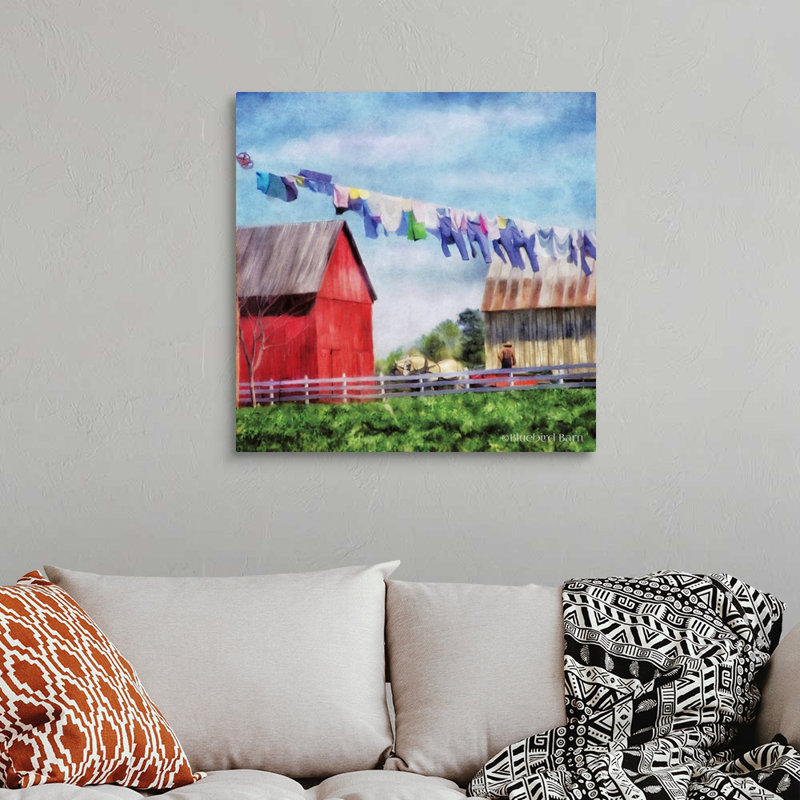 « Corde à linge » par Bluebird Barn-impression sur toile, H 30 po x l 30 po x P 1,25 po, Toile tendue