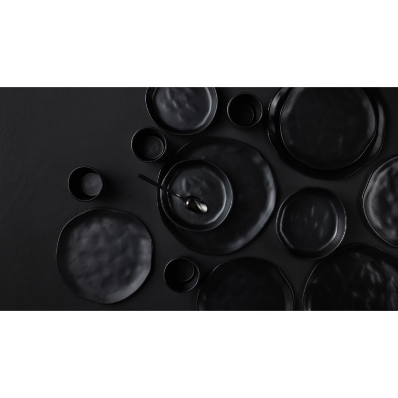 Stone by Mercer Project Hekonda 16-Piece Dinnerware Set Stoneware, Black