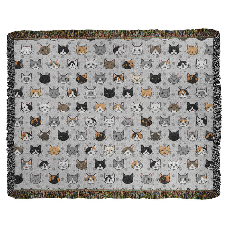 Couverture en coton tissé pour chat Katelyn Elizabeth Kitty, l 50 po x L 60 po, Gris