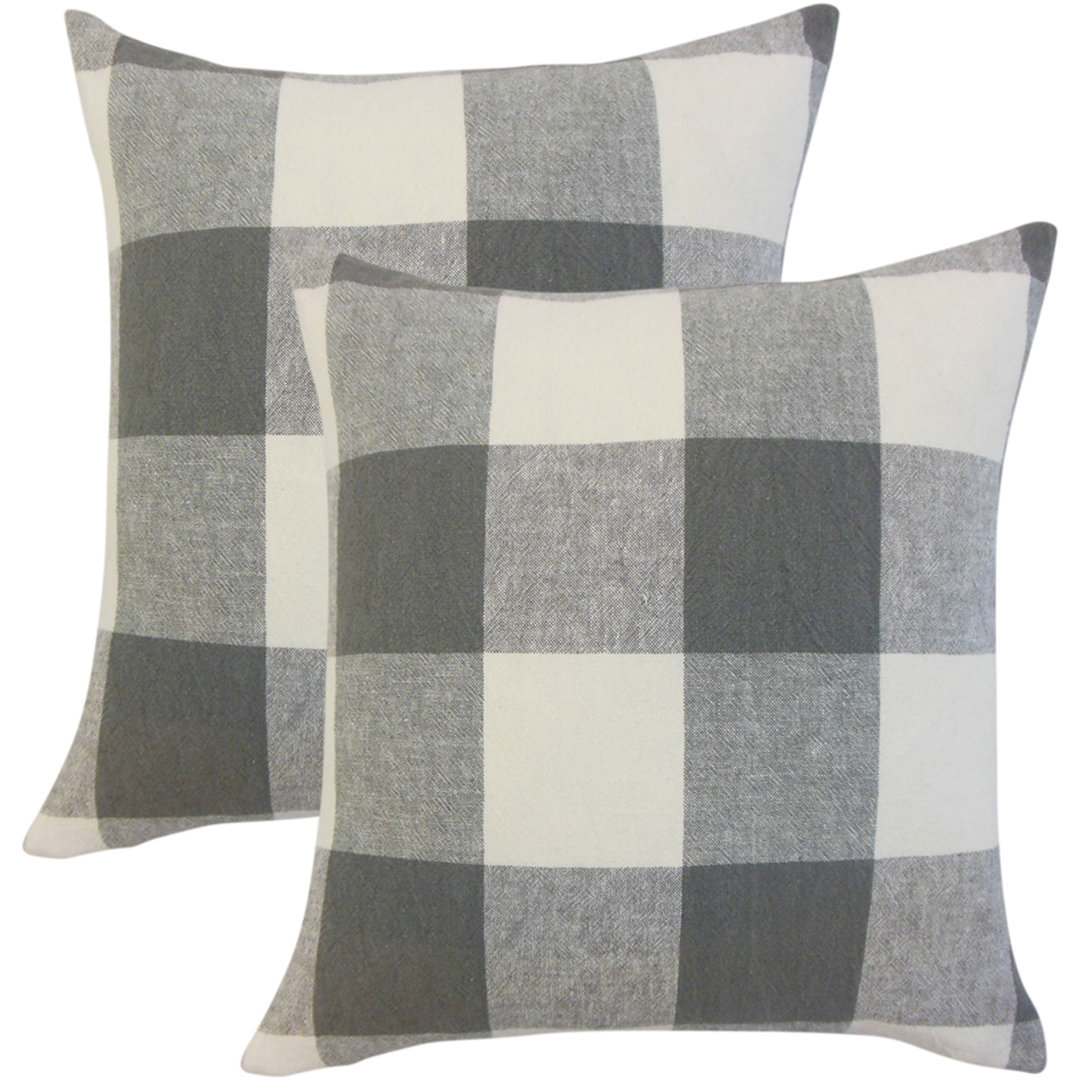  Plaid Linen Throw Pillow (Set of 2) The Pillow Collection 