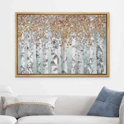 Aspen Birch " Birch Tree Forest Collage With Brown Leaves Mixed Media Rustic "