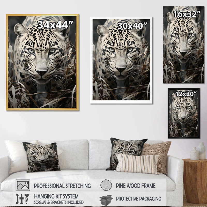 «Graceful Leopard Predators In The Wild», reproduction sur toile, Toile tendue, H 20 po x l 12 po x P 1 po