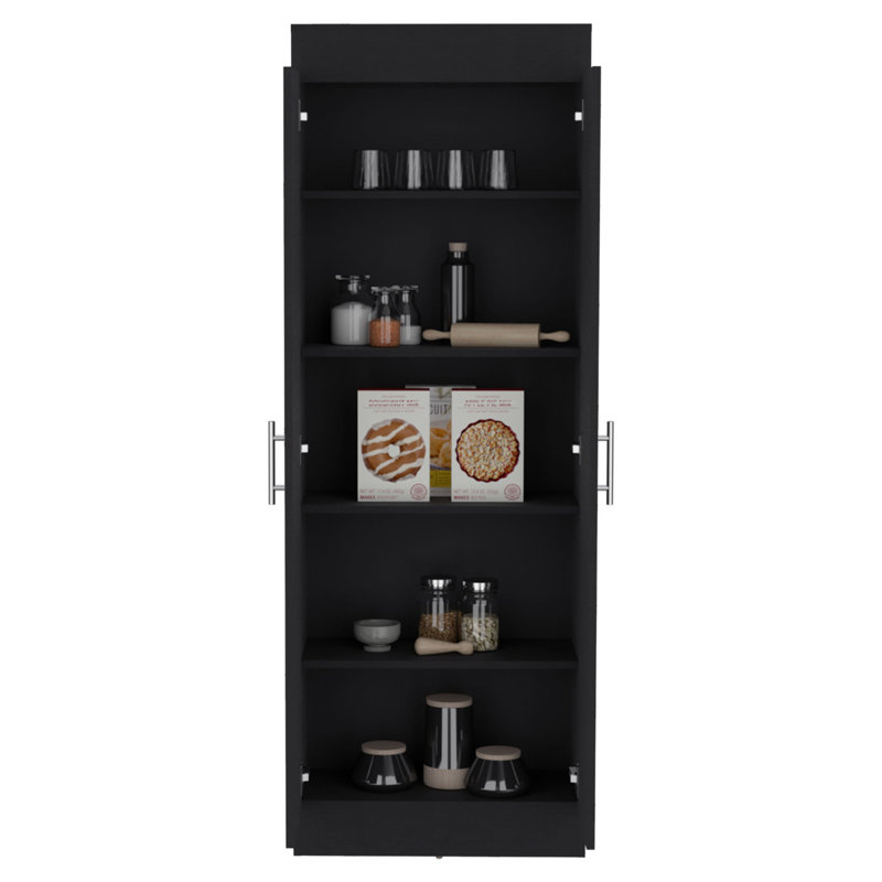 Garde-manger au Népal, conception à 2 portes peu encombrante avec plusieurs tablettes, Noir