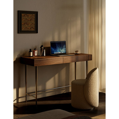 Italian Minimalist Wood Flip‑top Dressing Table for Bedroom