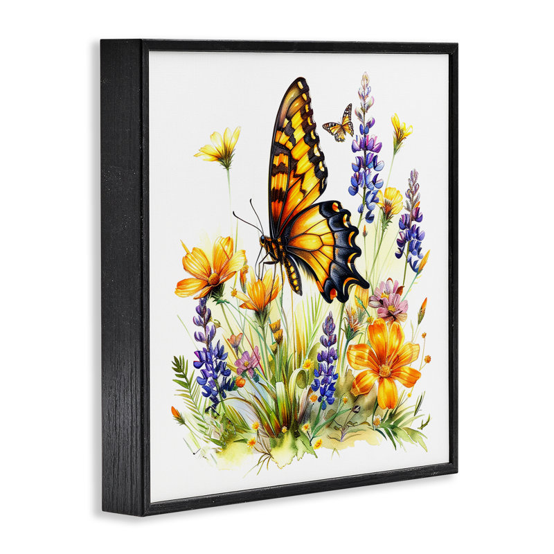  Art de giclée de jardin avec ailes de papillon par LSR Design Studio, H 12 po x l 12 po, Giclée encadrée noir minuit