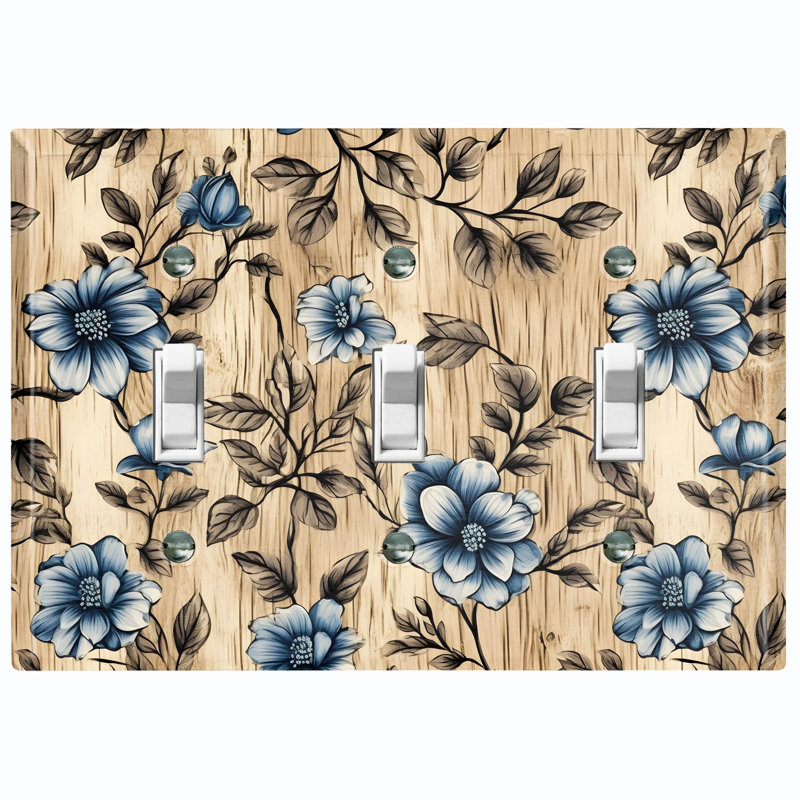 Copper Rust Patina Teal Print 3 - Gang Toggle Light Switch Standard Wall Plate