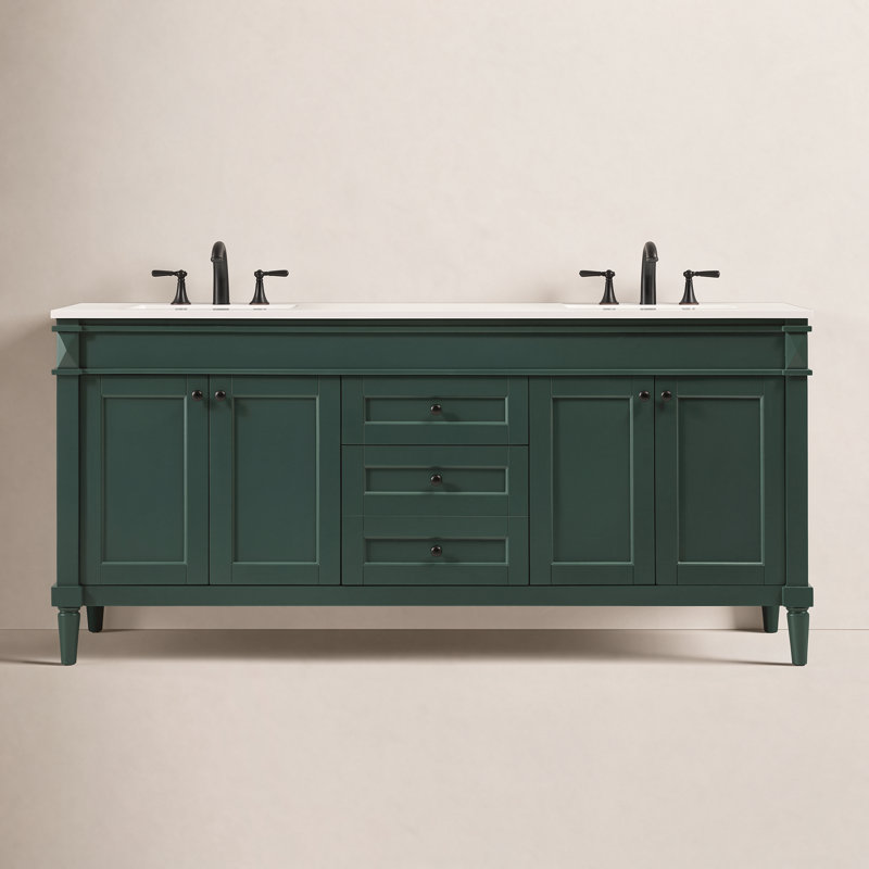 Readington 72'' Double Bathroom Vanity with Engineered Marble Top, Gray