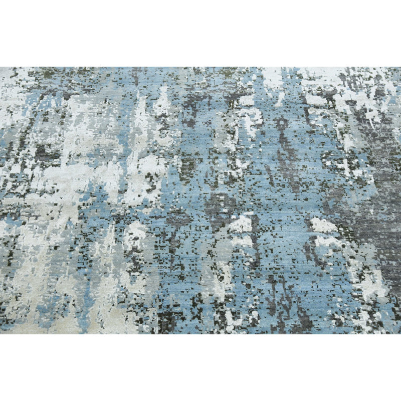 Abstract Area Rug in Gray/Light Blue/Ivory