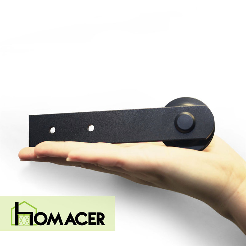 Mini Black Rustic Straight Design Non-Bypass Single Track Two Door Hardware Kit For Cabinet Use( Cabinet Not Included）