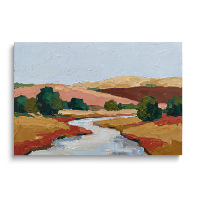 Multicolor Canvas Abstract River Valley Oil Painting, Modern Contemporary Wall Art for Living Room Bedroom and Home Office