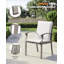 Ensemble de 4 chaises de jardin en aluminium avec coussins épais, idéal pour une table de patio, terrasse, jardin, piscine, fini chêne blanchi.