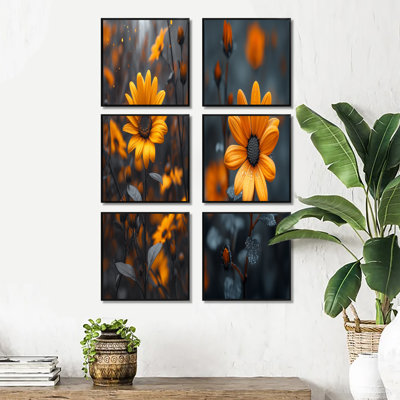 «Daisy Bloom» jaune - impression d'art mural marguerite, ensemble de 6